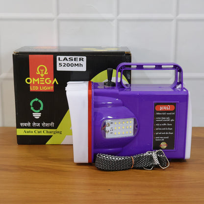 Omega Rechargeable Led Laser Torch Light With 5200 Mah Battery