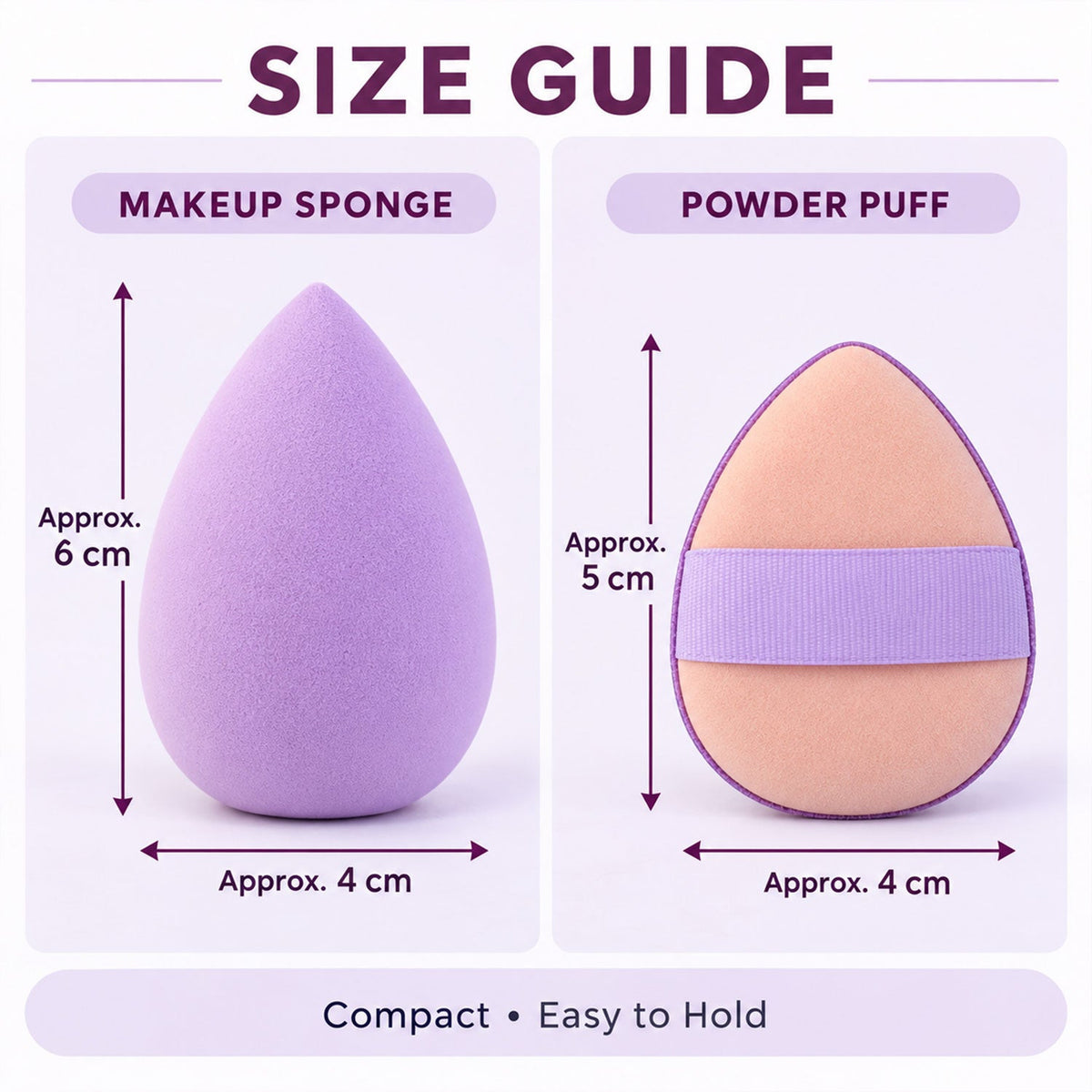 Wukusy makeup blending sponge and powder puff set for face cosmetics, 6-piece set with soft sponges and puffs for flawless makeup application.