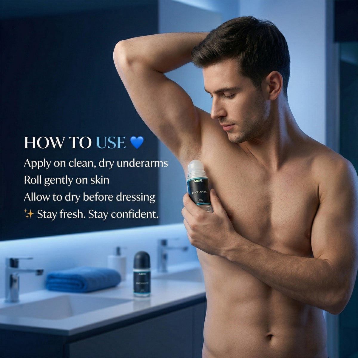 Wukusy Aoe Premium Long Lasting Unisex Roll-on Deodorant and Body Fragrance, 50ml, green bottle, close-up of the product.