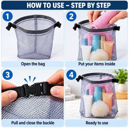 Mesh Travel Organizer Pouch With Buckle For Toiletries (1 Pc 27x23 Cm)