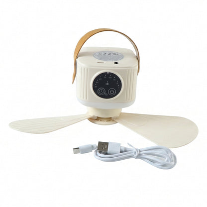 3 In 1 Rechargeable Camping Fan With Led Light Timer And Hanging Hook (1 Pc)