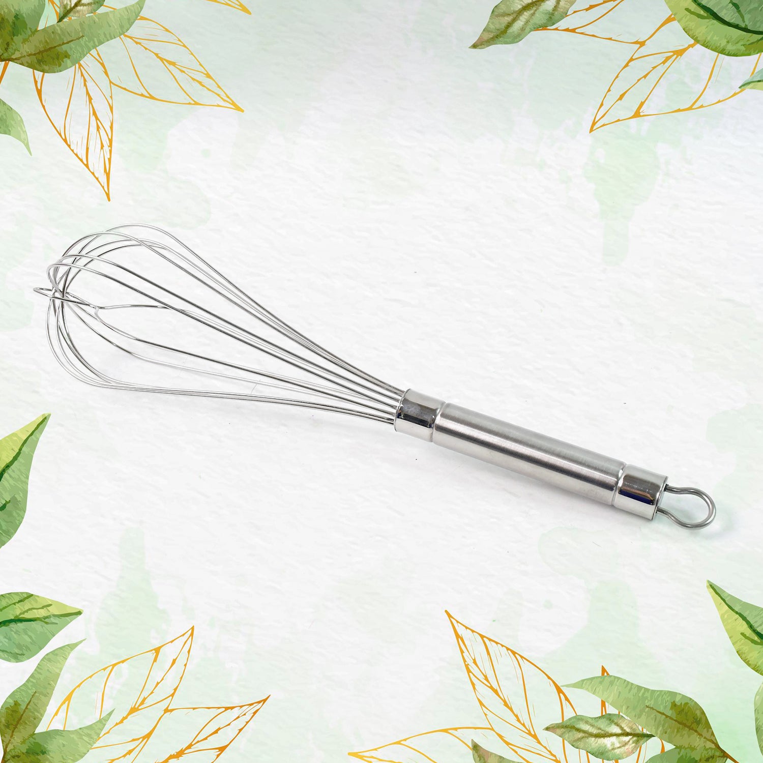 Wukusy Apex stainless steel medium hand whisk, ideal for mixing and whisking in home and kitchen cooking.