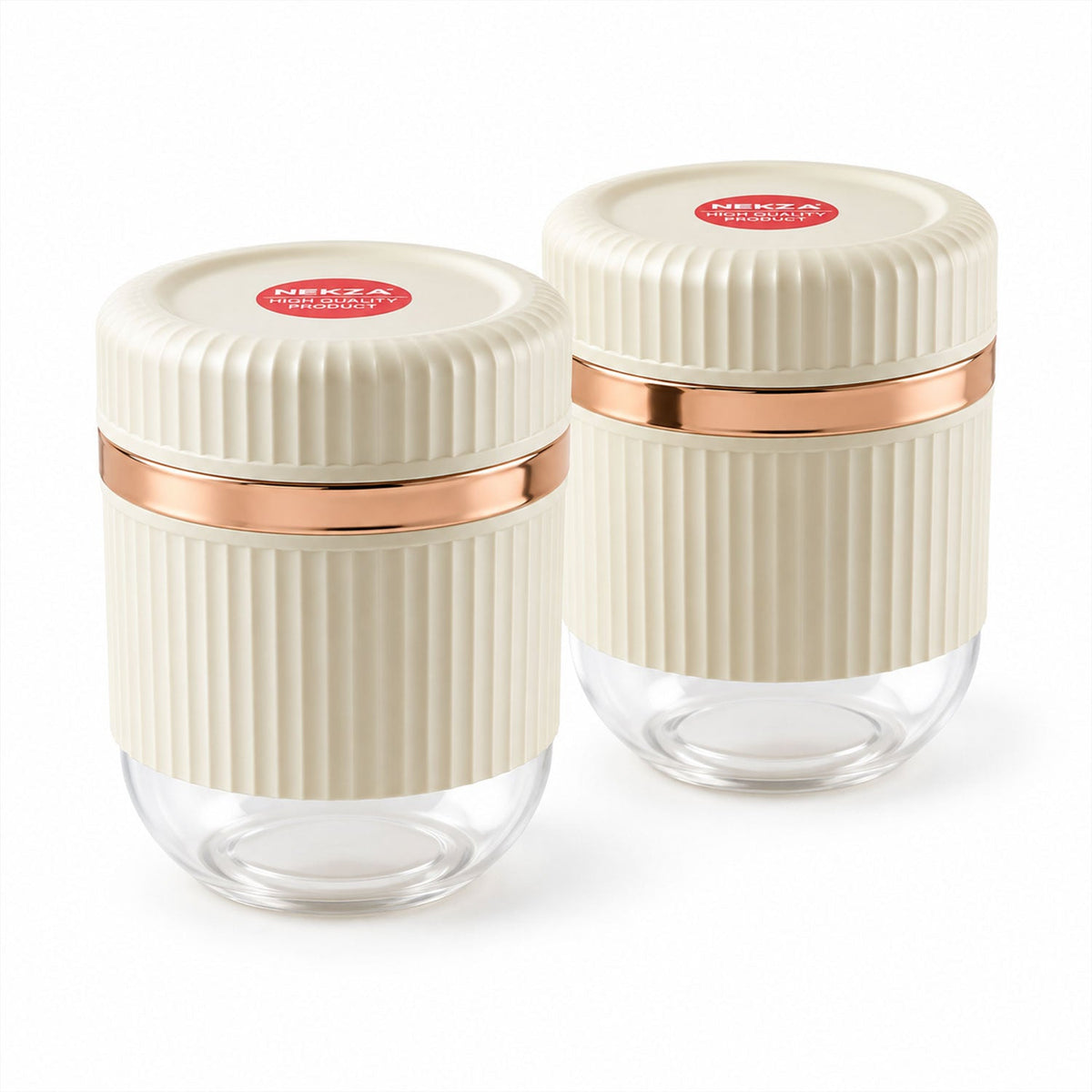 Dry Fruit Storage Containers With Threaded Lids And Clear Bases (2 Pc Set)