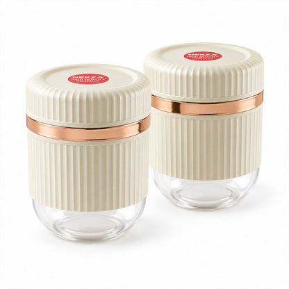 Dry Fruit Storage Containers With Threaded Lids And Clear Bases (2 Pc Set)