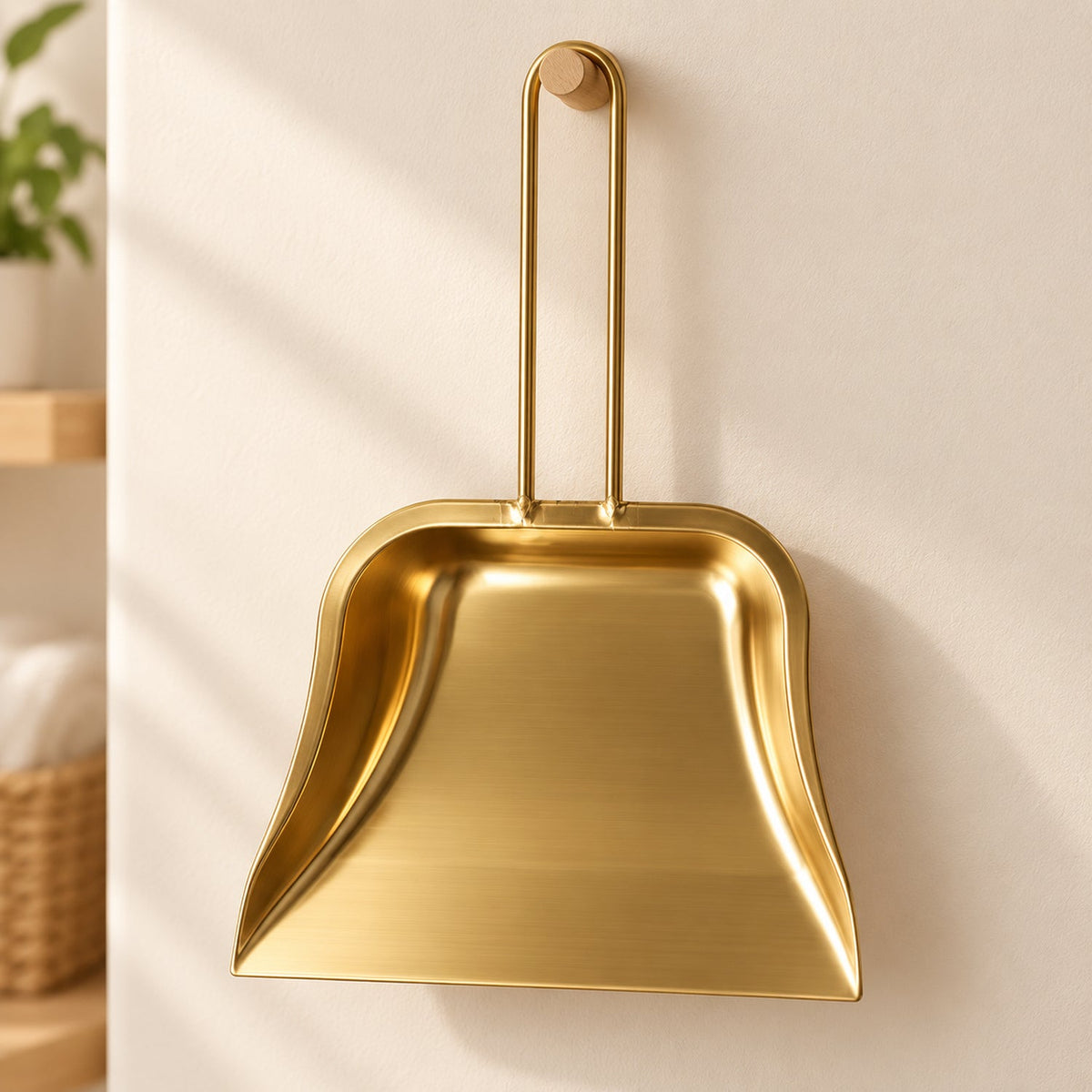 Wukusy metal dustpan with loop handle for floor cleaning, 28x16 cm, ideal for everyday sweeping and debris collection.