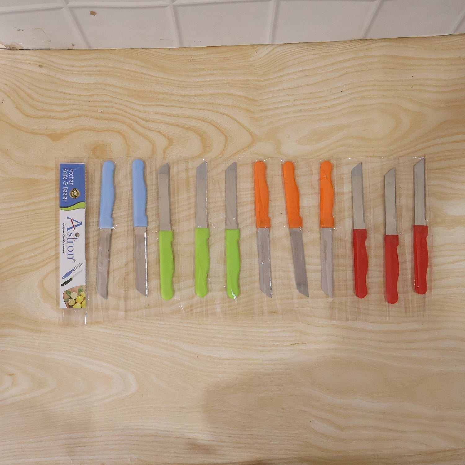 Ss Kitchen Knife Set With Plastic Handle Stainless Steel Vegetable Fruit (12 Pc)