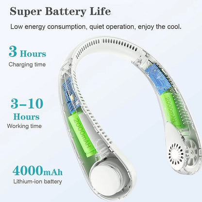 Portable Rechargeable Neck Fan (1 Pc White Color)