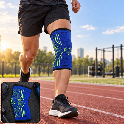 Wukusy sports knee support sleeve with flexible knit, designed for everyday comfort and joint stability during physical activities.