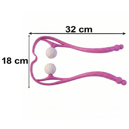 Manual Pink Neck Shoulder Massager With Spiky Ball For Pain Relief (1 Pc)