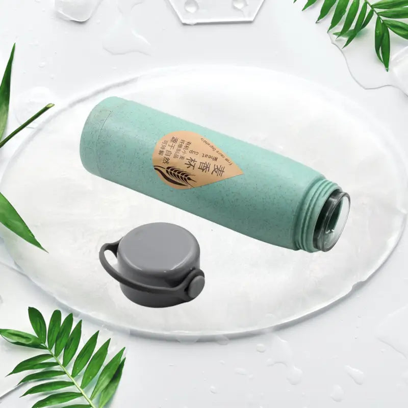 High Portable Water Bottle, Creative Wheat Fragrance Glass Bottle Water with Mobile Phone Holder Wide Mouth Glass Water 380ml (MOQ 80 pc)