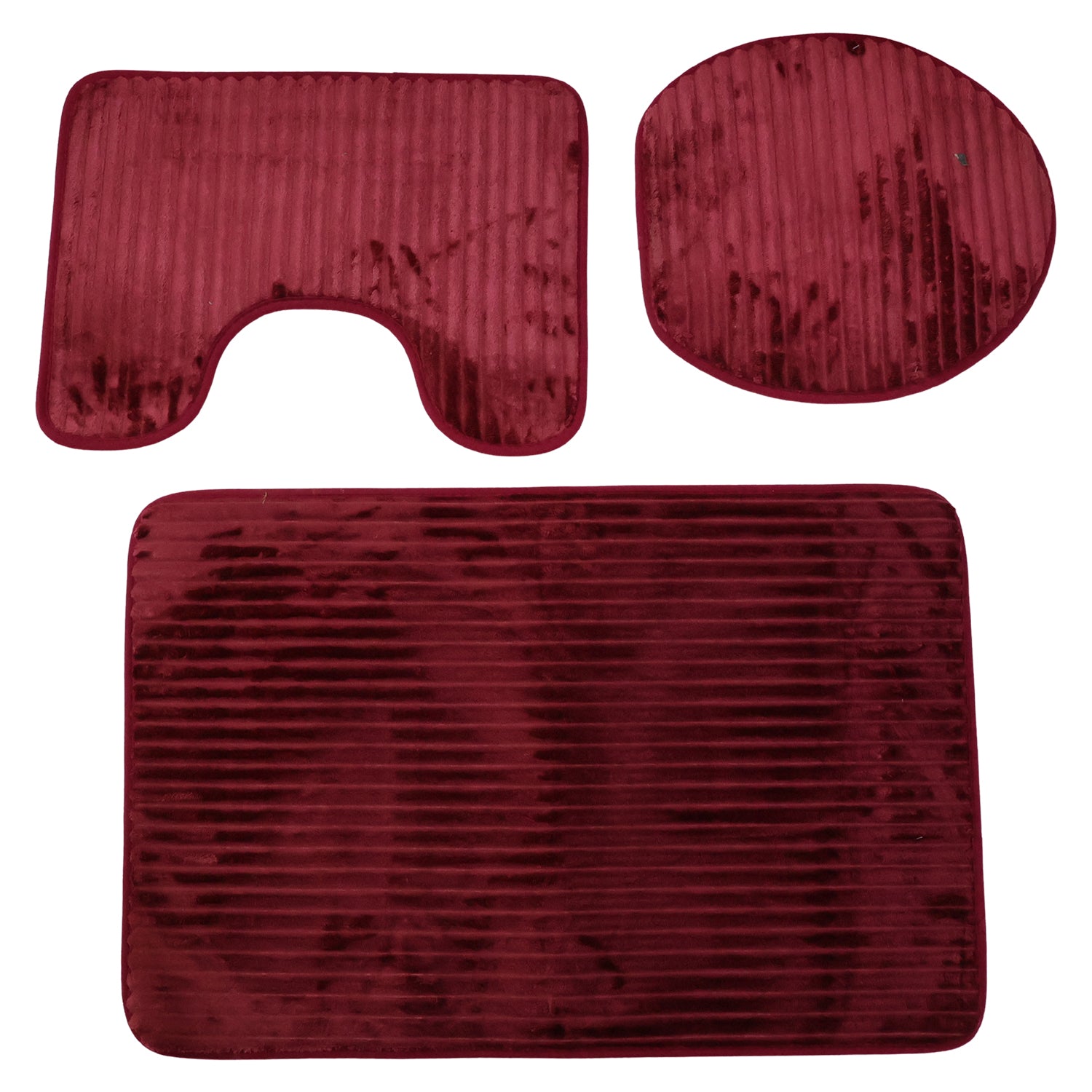 Wukusy 3-in-1 anti-slip bathroom mat set with contour mat and lid cover in mixed colors, designed for safety and comfort.