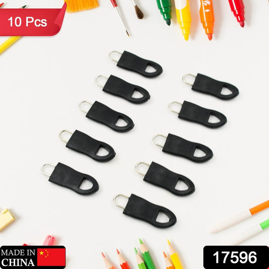 Metal zipper pull tab with Wukusy branding, designed for luggage, backpacks, and jackets, featuring a durable extension and zipper fixer.