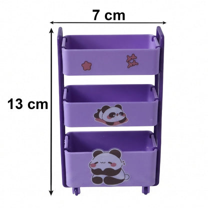 Mini 3 Layer Storage Trolley With Wheels Desk Organizer For Stationery (1 Pc)