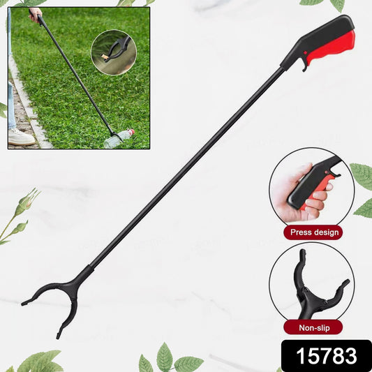 Wukusy tool pick-up stick for elderly, sturdy gripping tool for outdoor cleaning, shown in a close-up of the large, ergonomic handle