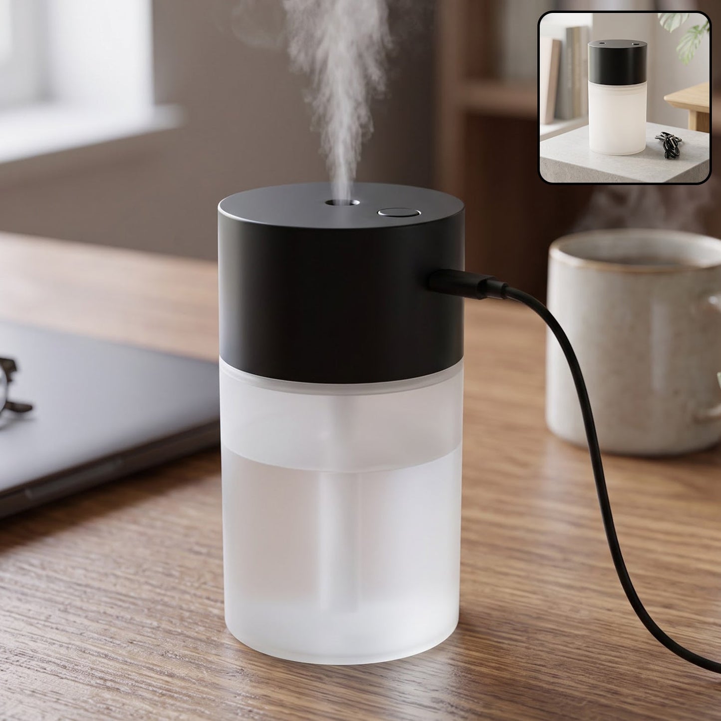 Portable Mini Usb Air Humidifier For Home Office Bedroom Car And Desk Use (1 Pc)