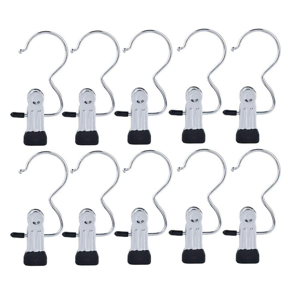 Metal Pants Trouser Clip Holder Hangers With Hooks For Wardrobe Storage (10 Pc)