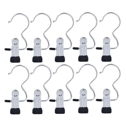 Metal Pants Trouser Clip Holder Hangers With Hooks For Wardrobe Storage (10 Pc)