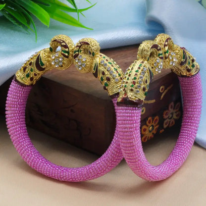 Traditional Peacock Design Pearl Bangles for Women