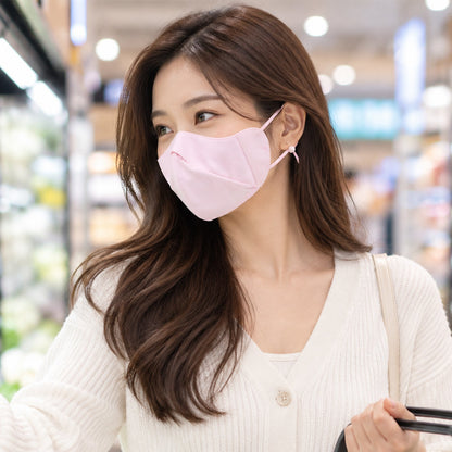 Reusable fabric face cover mask by Wukusy with adjustable ear loops, designed for daily wear, shown in a close-up image.