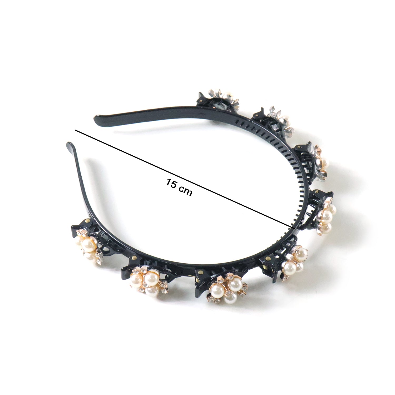 Stylish Pearl Embellished Floral Hairband For Girls  Women (1 Pc)