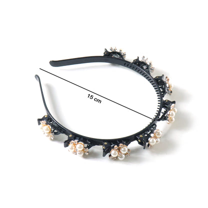 Stylish Pearl Embellished Floral Hairband For Girls  Women (1 Pc)