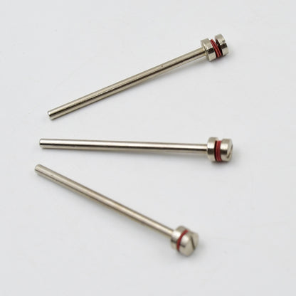 Set of three Wukusy cut-off wheel screw mandrels with shank diameters, designed for holding cutting discs in hardware applications.