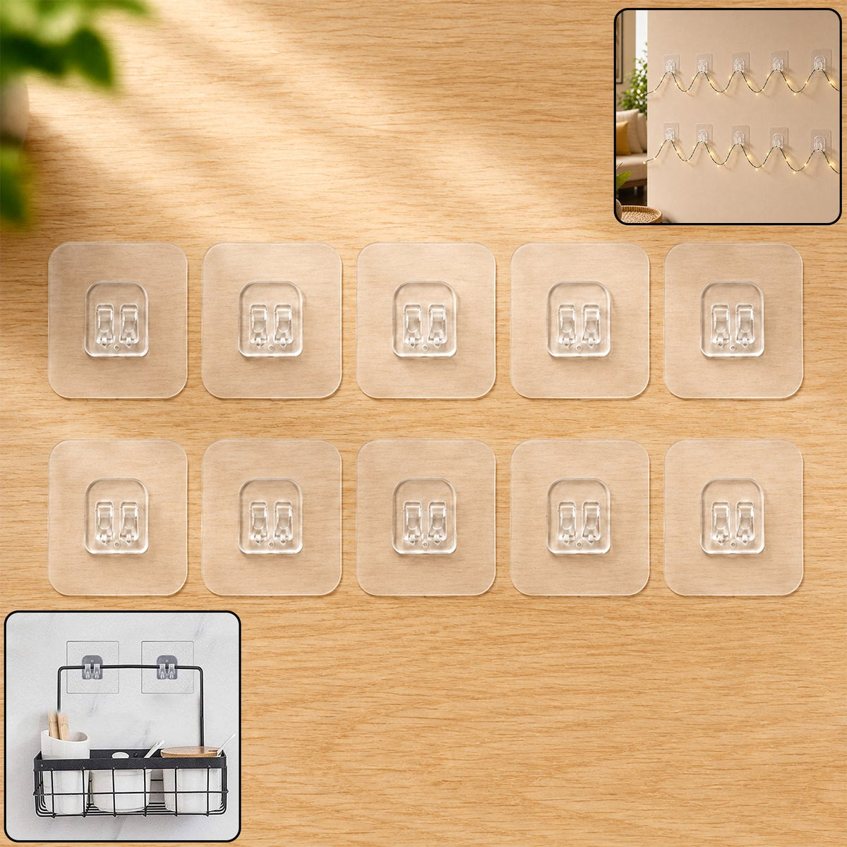 Self Adhesive Transparent Wall Hooks For Kitchen Bathroom And Home Organization