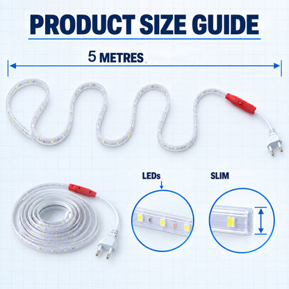 Rgb decorative LED running rope light with inline controller, used for home room decor, by Wukusy.