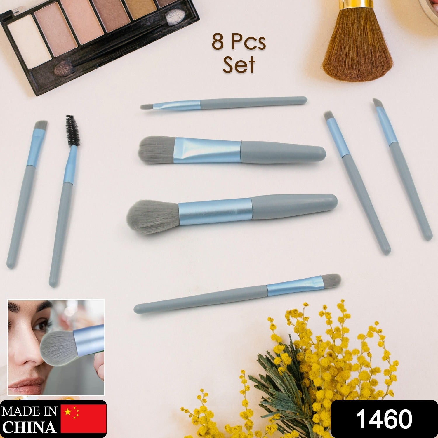 1460 8 Pcs Mini Makeup Brush Set With Case Portable Foundation Brush Kit Travel Premium Synthetic Bristles Cosmetic Brush Set For Powder Blending Blush Eyeshadow Lipstick (Mix Color 8 Pcs Set)