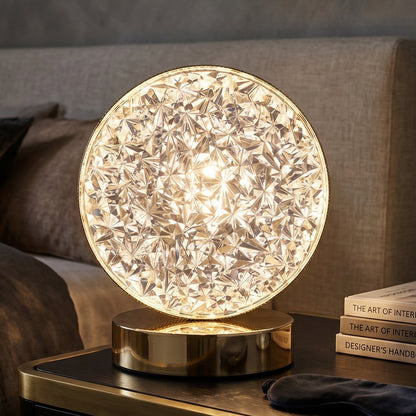 Round Crystal Led Table Lamp Usb Rechargeable Touch Bedside Night Lamp (1 Pc)