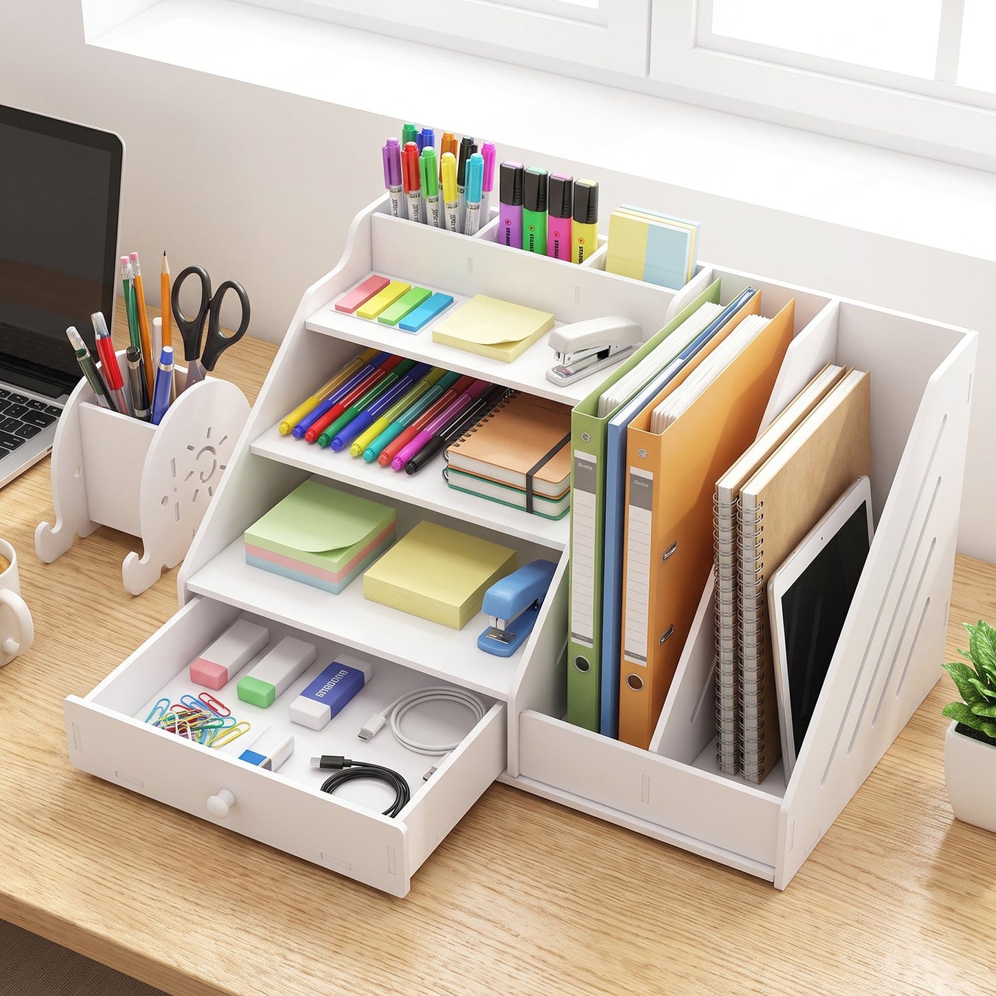 Multifunctional Desk Organizer Storage Cabinet With Drawer File Rack (1 Set)
