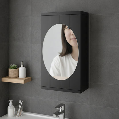 Wall Mounted Black Rotating Storage Cabinet Organizer (1 Pc 22x42 Cm)