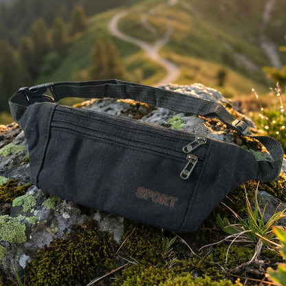 Classic Black Sports Waist Bag (1 Pc)