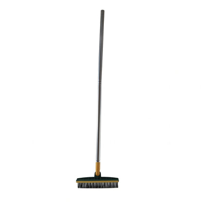 2 In 1 Long Handle Floor Scrubbing Brush With Wiper For Bathroom (1 Pc)