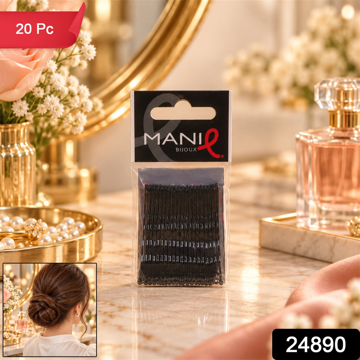 Set of 20 Wukusy metal bobby hair pins with wavy grip and rounded tips, ideal for everyday hairstyling and secure hold.