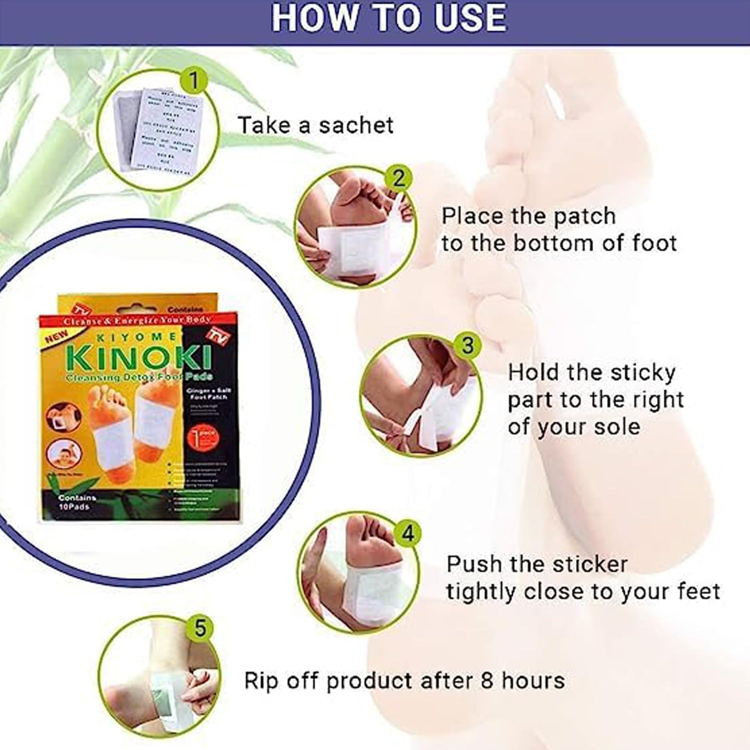 Detox Foot Pads With Ginger  Salt  10 Pcs  Velvet Wellness