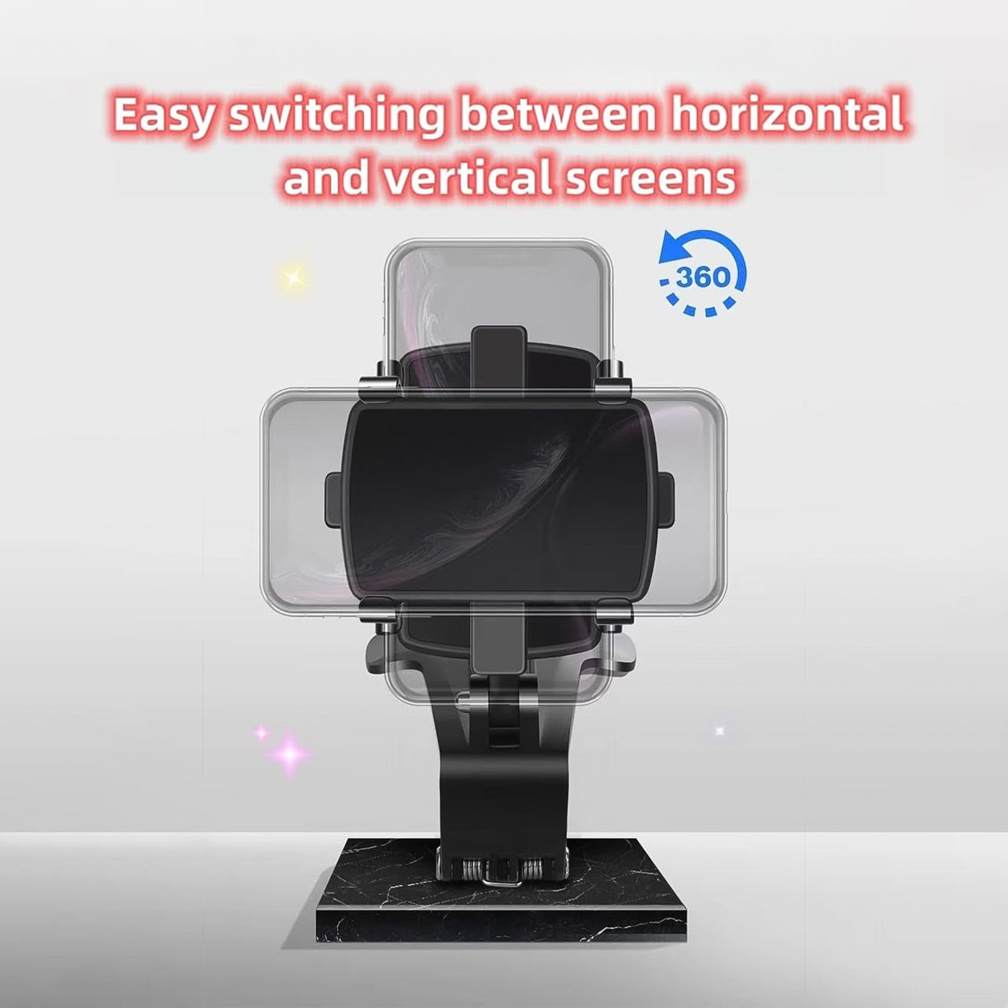 Wukusy universal car dashboard and desk mobile phone holder mounted on a vehicle dashboard showing secure phone placement