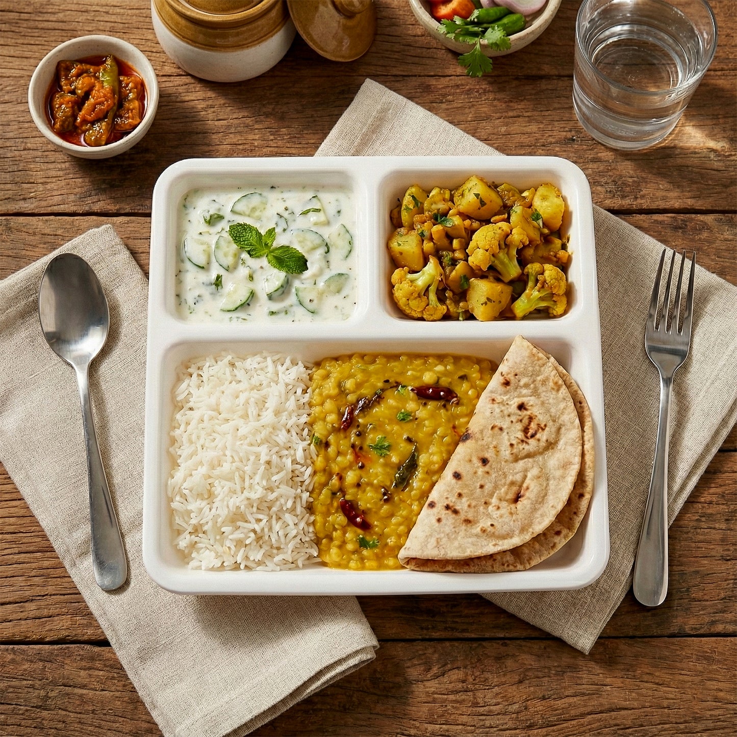 Plastic 3-compartment Plate For Meal Serving
