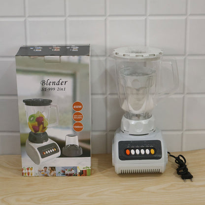 Wukusy electric mixer grinder and blender for smoothies and kitchen prep, showing the sleek black appliance with blades and jar.