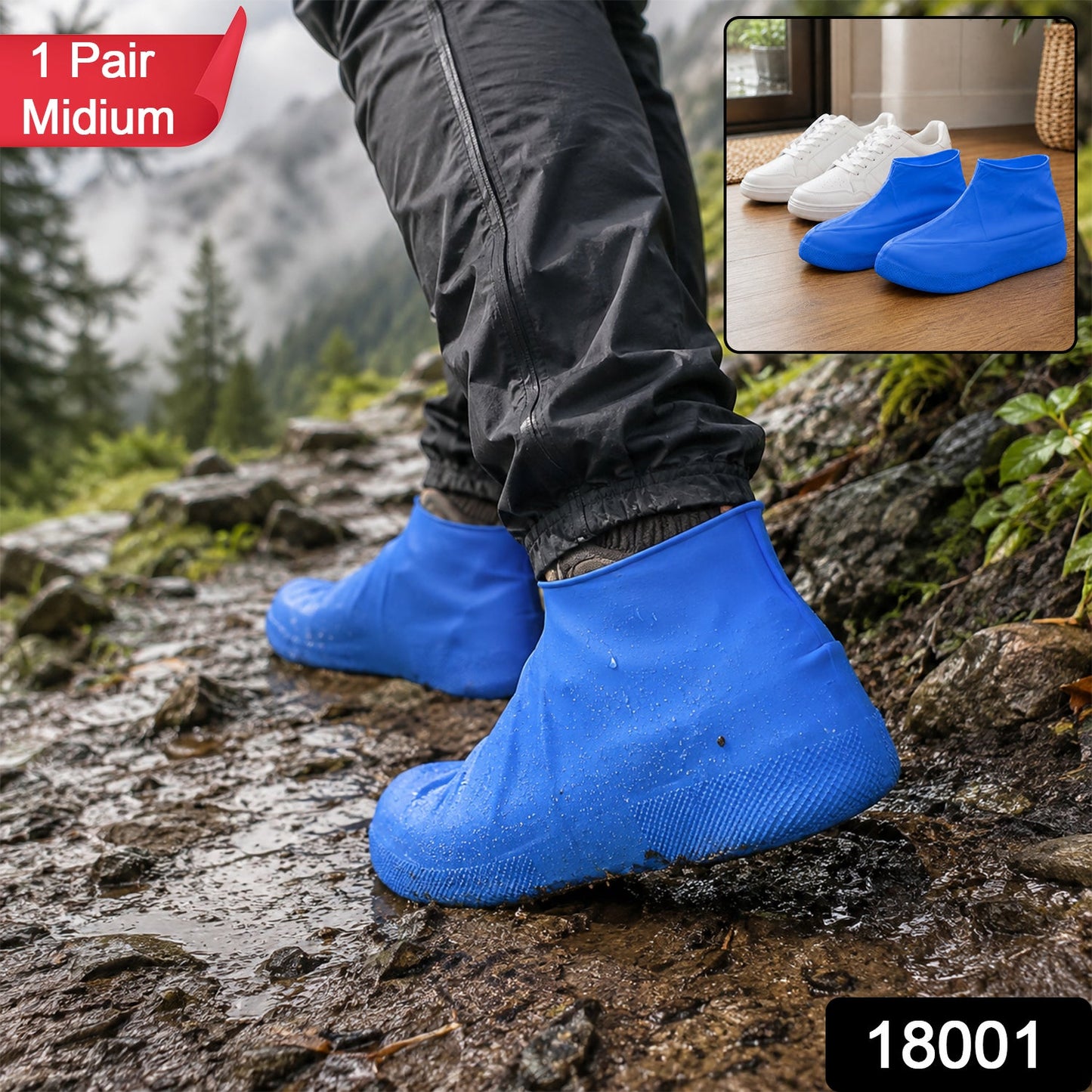 Reusable Medium Latex Waterproof Shoe Covers For Rain And Outdoor Use (1 Pair)