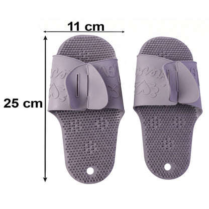 Massage Bath Slippers With Foot Scrubbing Bristles For Daily Bathroom Use (1 Pair)
