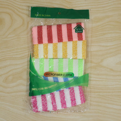 Set of five Wukusy striped microfiber kitchen cleaning cloths, 28x28 cm, perfect for home cleaning and dishwashing.