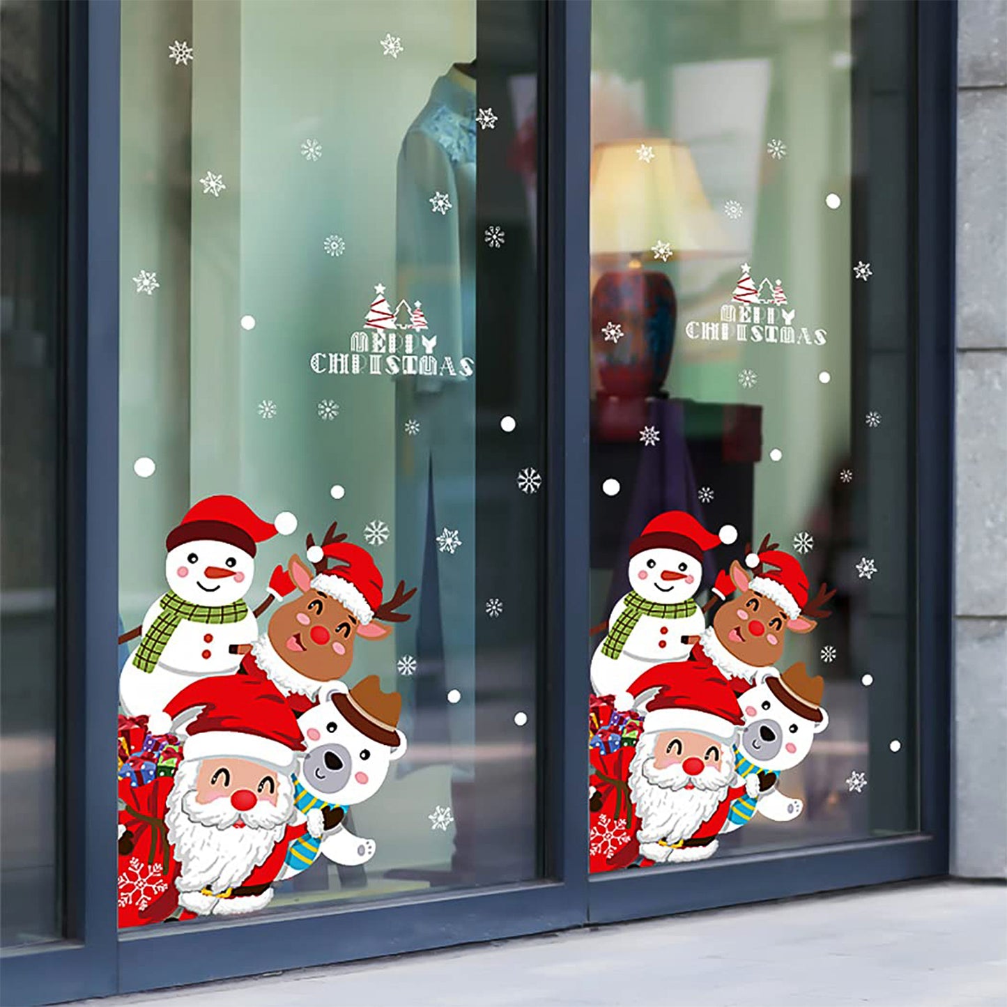 Christmas Theme Glass  Wall Sticker 90x60 Cm  (1 Pc)
