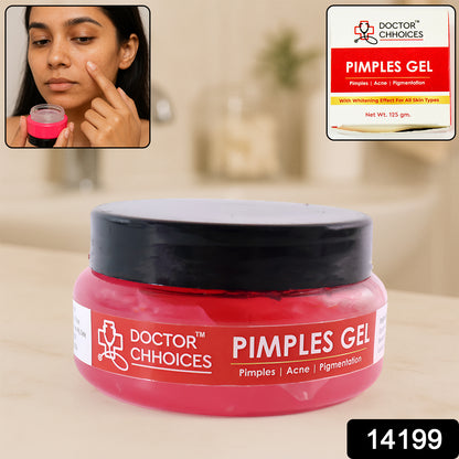 Wukusy Doctor Chhoices Pimples Gel 125g jar with white label and clear lid, suitable for treating acne-prone skin.