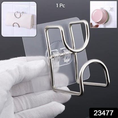Transparent Double Loop Adhesive Wall Holder Hook (1 Pc)