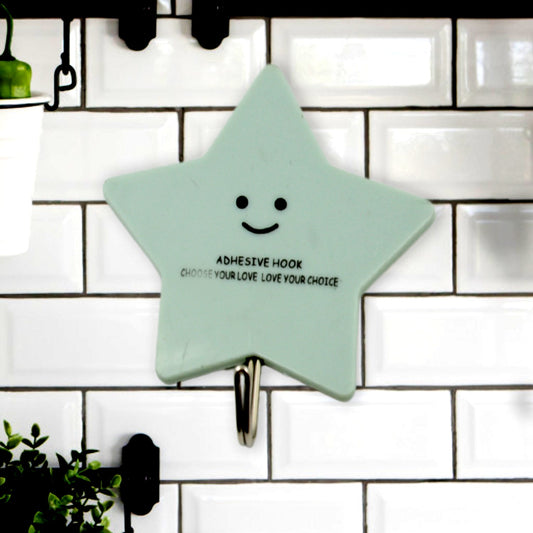 Wukusy 4008 multipurpose self-adhesive plastic wall hook mounted in a bathroom for hanging towels and accessories.