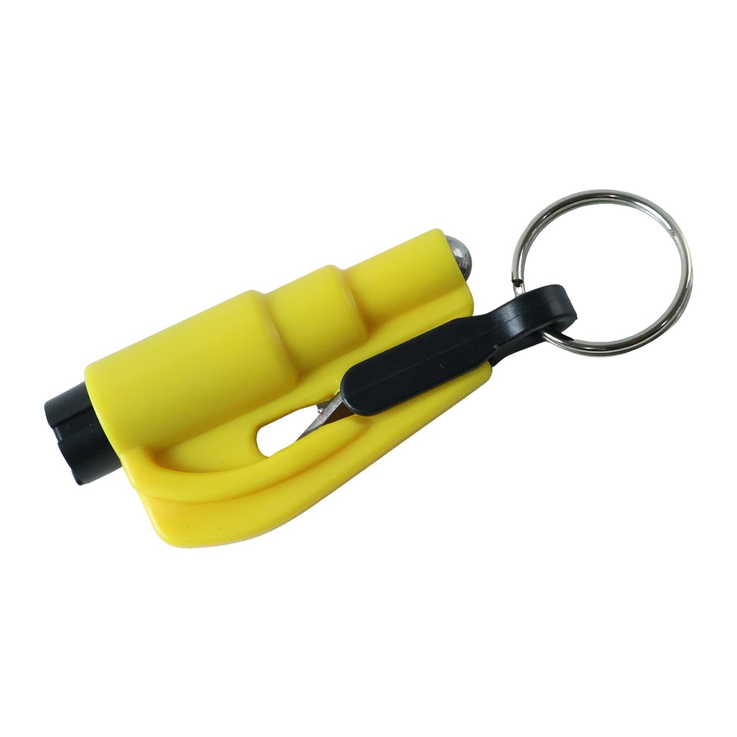 Wukusy keychain car safety hammer with seat belt cutter, featuring a compact design for emergency window breaking and seat belt cutting.
