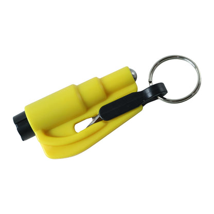 Wukusy keychain car safety hammer with seat belt cutter, featuring a compact design for emergency window breaking and seat belt cutting.
