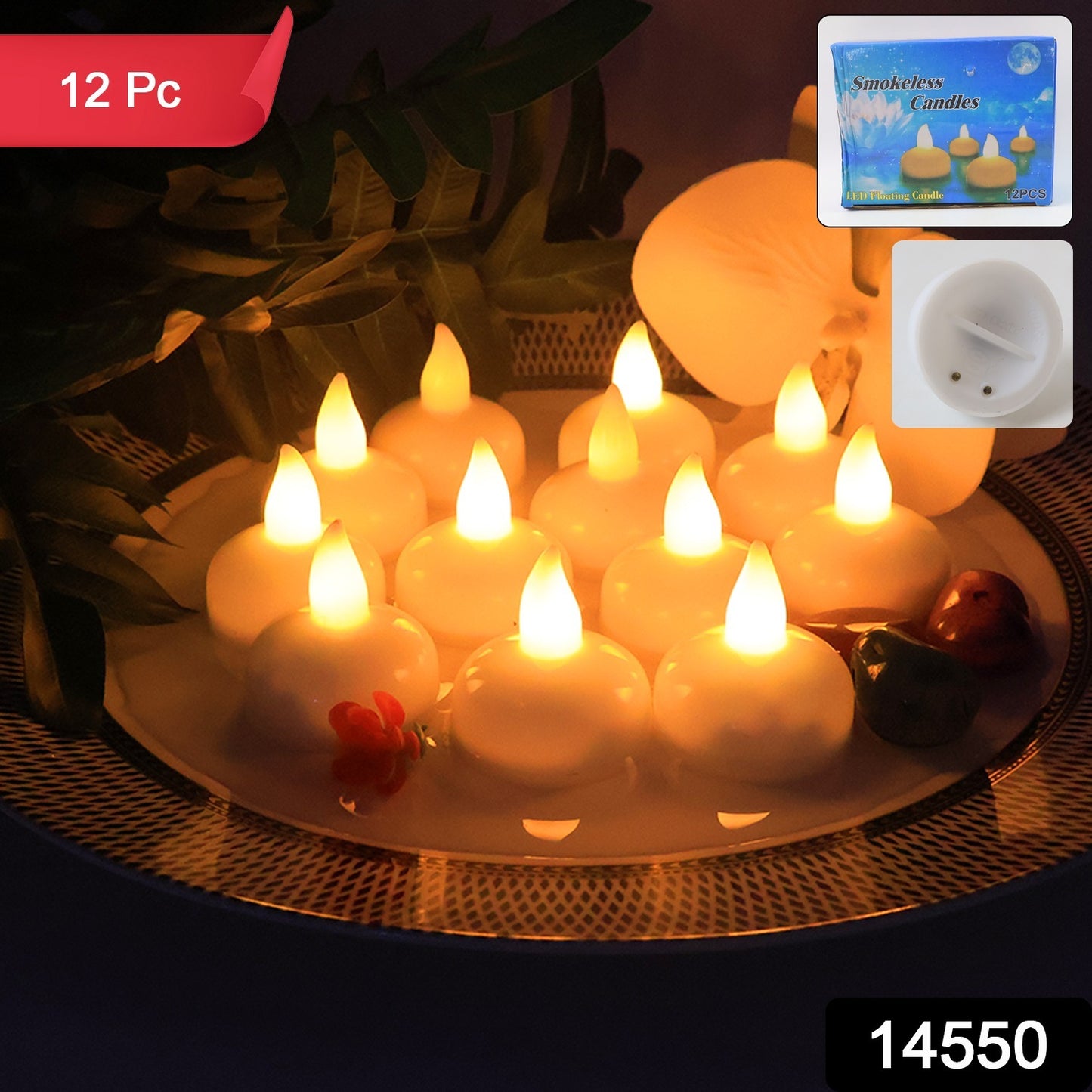 Led Floating Smokeless Candles (12 Pc)