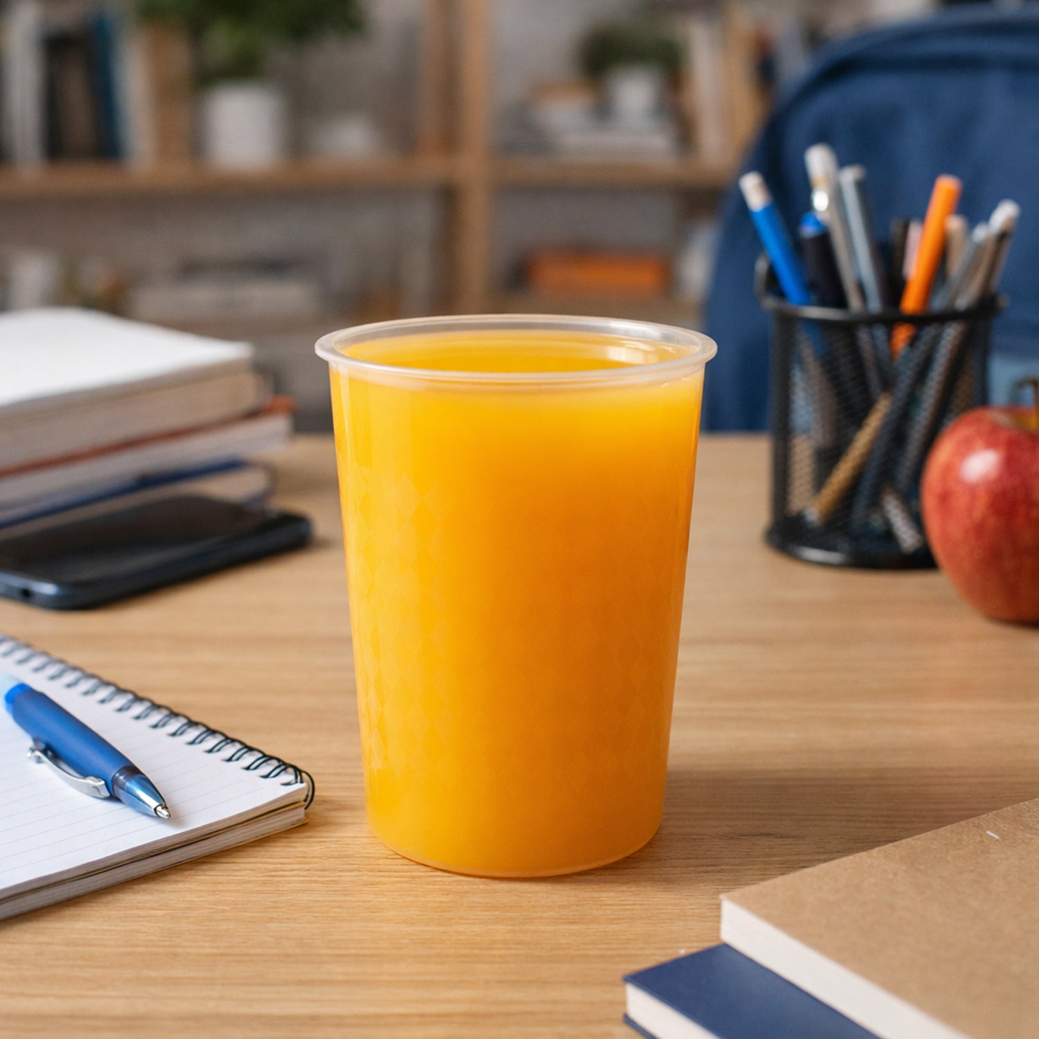 Clear reusable plastic drinking glass with 200ml capacity from Wukusy, showing a transparent, lightweight design.